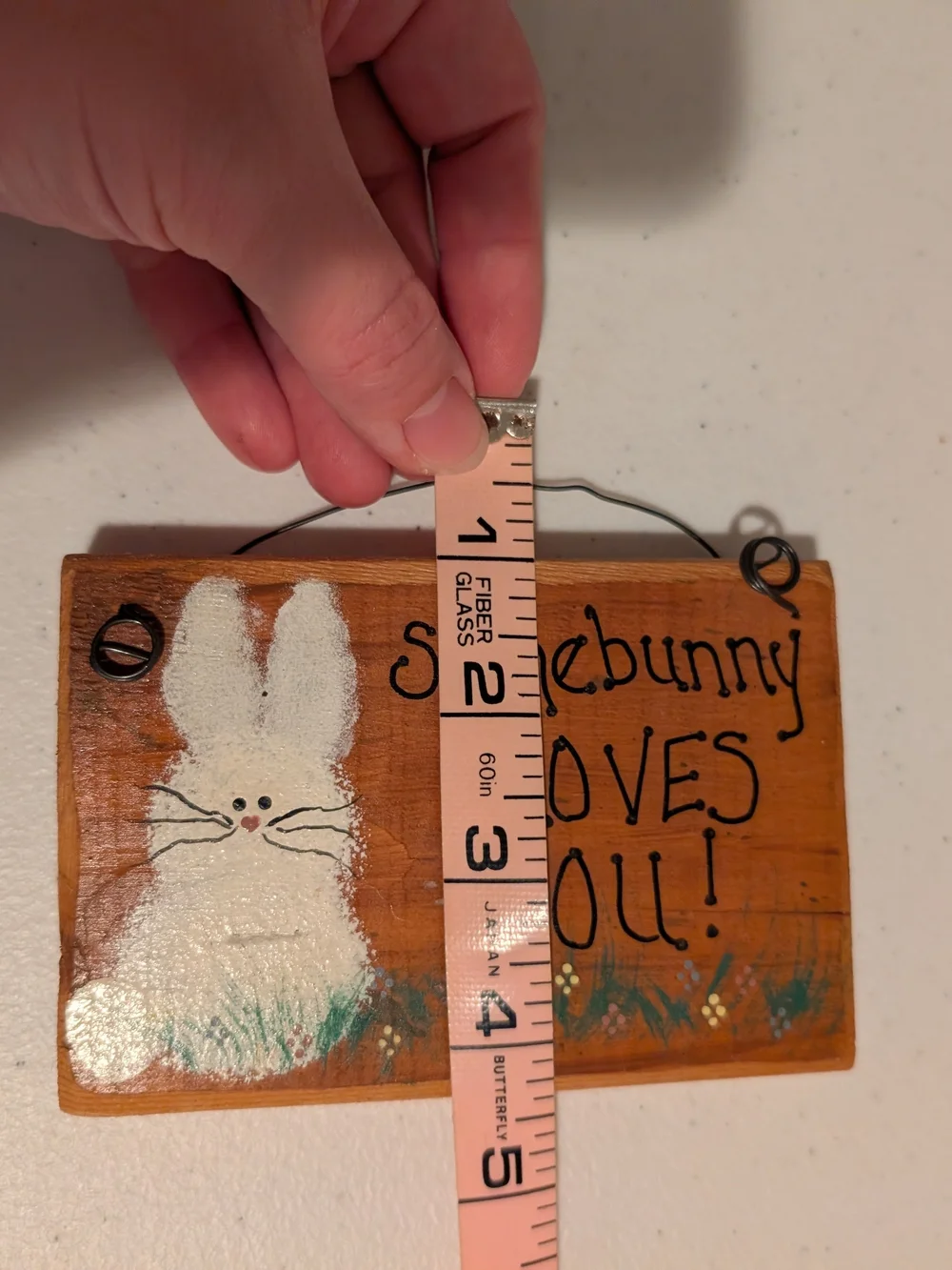 Somebunny Loves You! White Bunny Wall Sign - Rustic Home Wall Decor